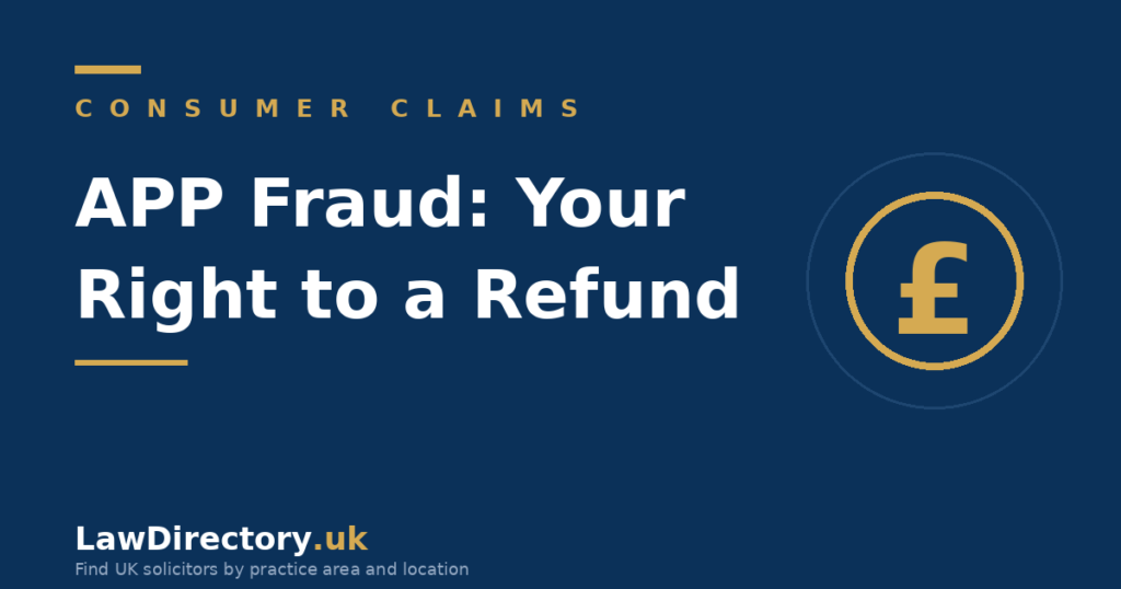 APP fraud bank reimbursement claims - LawDirectory.uk legal guide