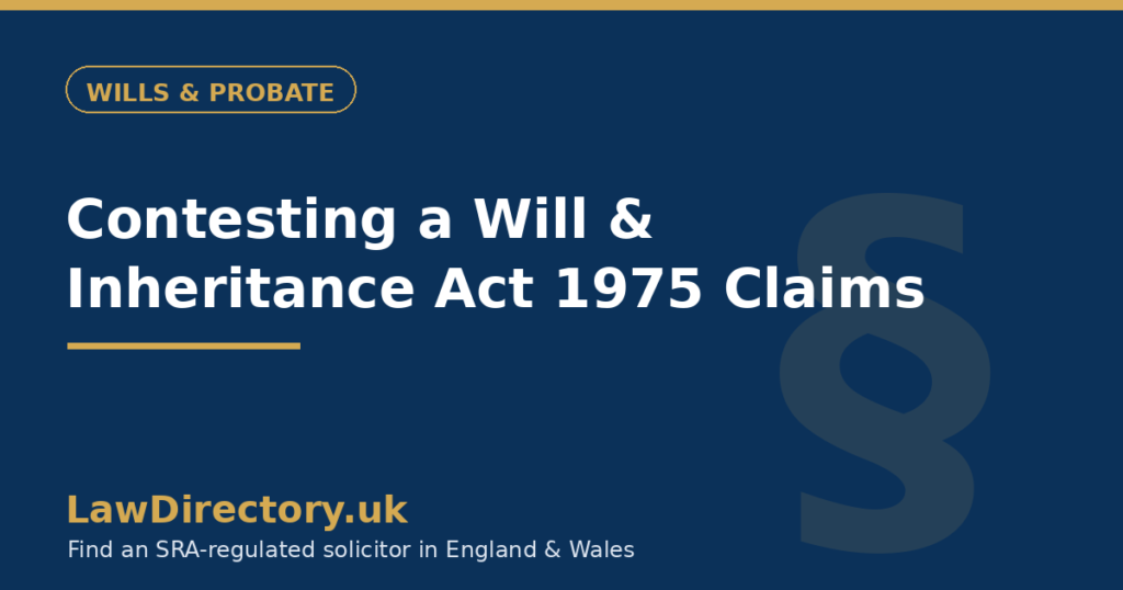 Contesting a Will & Inheritance Act 1975 Claims: A UK Guide — LawDirectory.uk